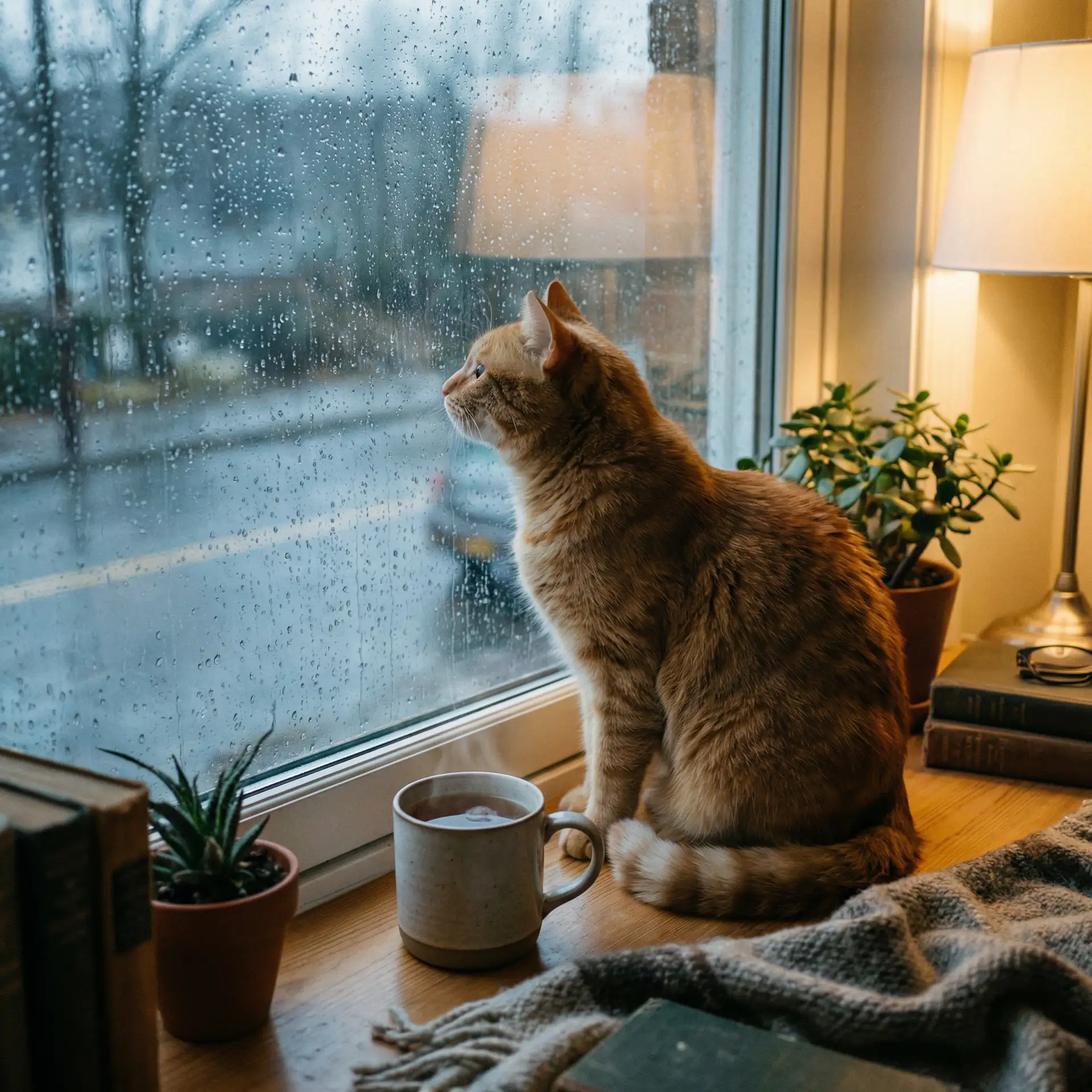 猫咪望着窗外的雨 - 硬汉3
